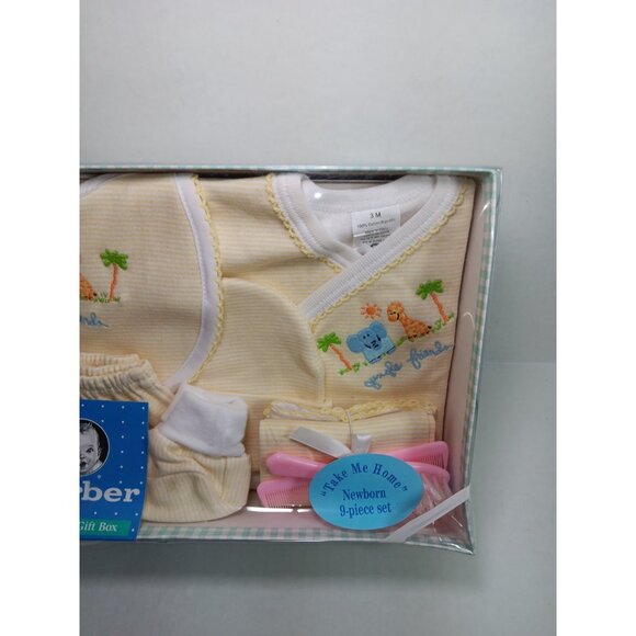 Vtg Gerber 9 Pc Set Jungle Friends Keepsake Box Newborn Gift - Picture 2 of 5
